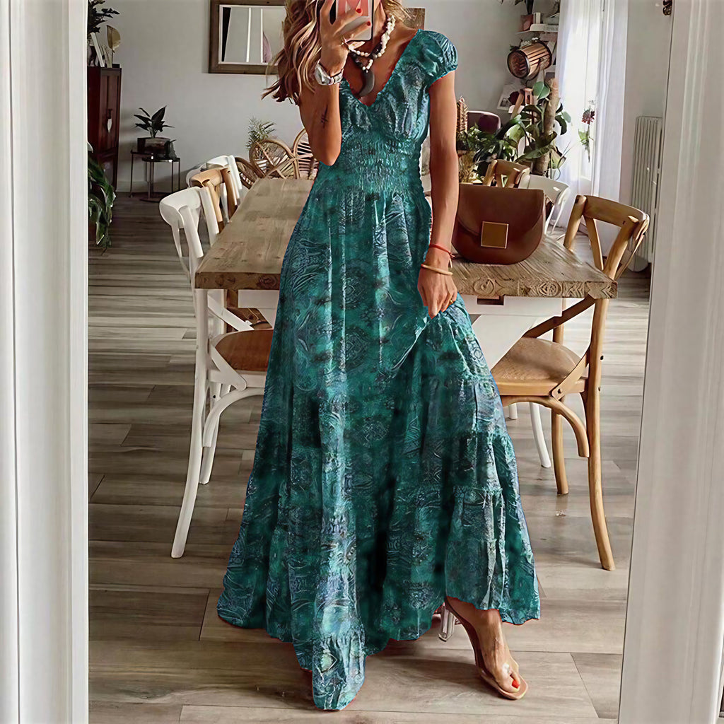 Robe longue bohème femme fluide, six coloris, du XS au 3XL, vert