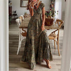 Robe longue bohème femme fluide, six coloris, du XS au 3XL, marron