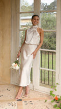 Robe longue brillante femme à manches longues, cinq coloris, champagne