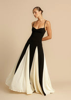 Robe longue color block noir et blanc, du XS au XL