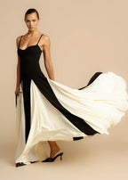 Robe longue color block noir et blanc, du XS au XL