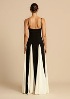 Robe longue color block noir et blanc, du XS au XL