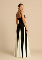 Robe longue color block noir et blanc, du XS au XL