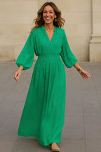 Robe longue bohème verte à manches courtes, du S au 2XL