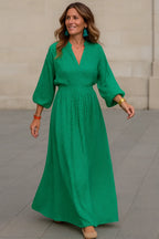 Robe longue bohème verte à manches courtes, du S au 2XL