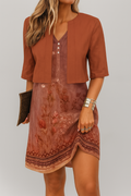 Robe longue d'été deux pièces, haut et jupe trapèze, cinq coloris, bordeaux