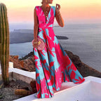 Robe longue femme à la ligne sobre, quatre coloris, rose