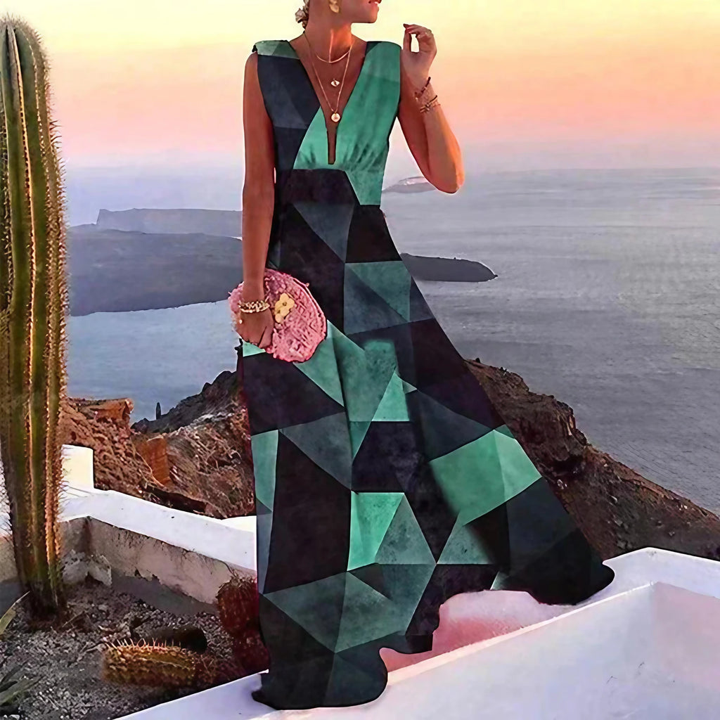 Robe longue femme à la ligne sobre, quatre coloris, vert