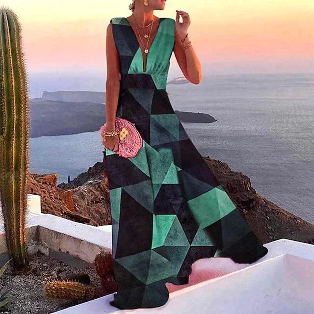Robe longue femme à la ligne sobre, quatre coloris, vert