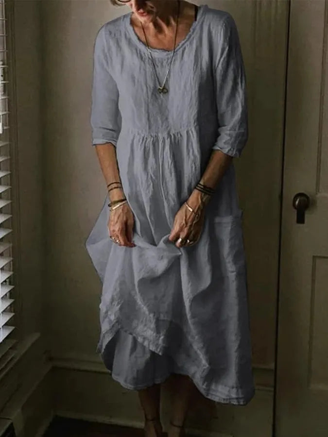 Robe longue femme ample et fluide, cinq coloris, du S au 5XL, gris