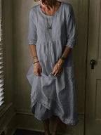 Robe longue femme ample et fluide, cinq coloris, du S au 5XL, gris