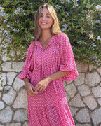 Robe longue femme fluide à manches courtes, trois coloris