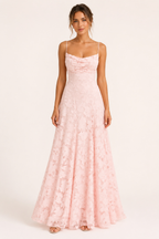 Robe longue fleurie femme pour cérémonie, doublée, rose, rose