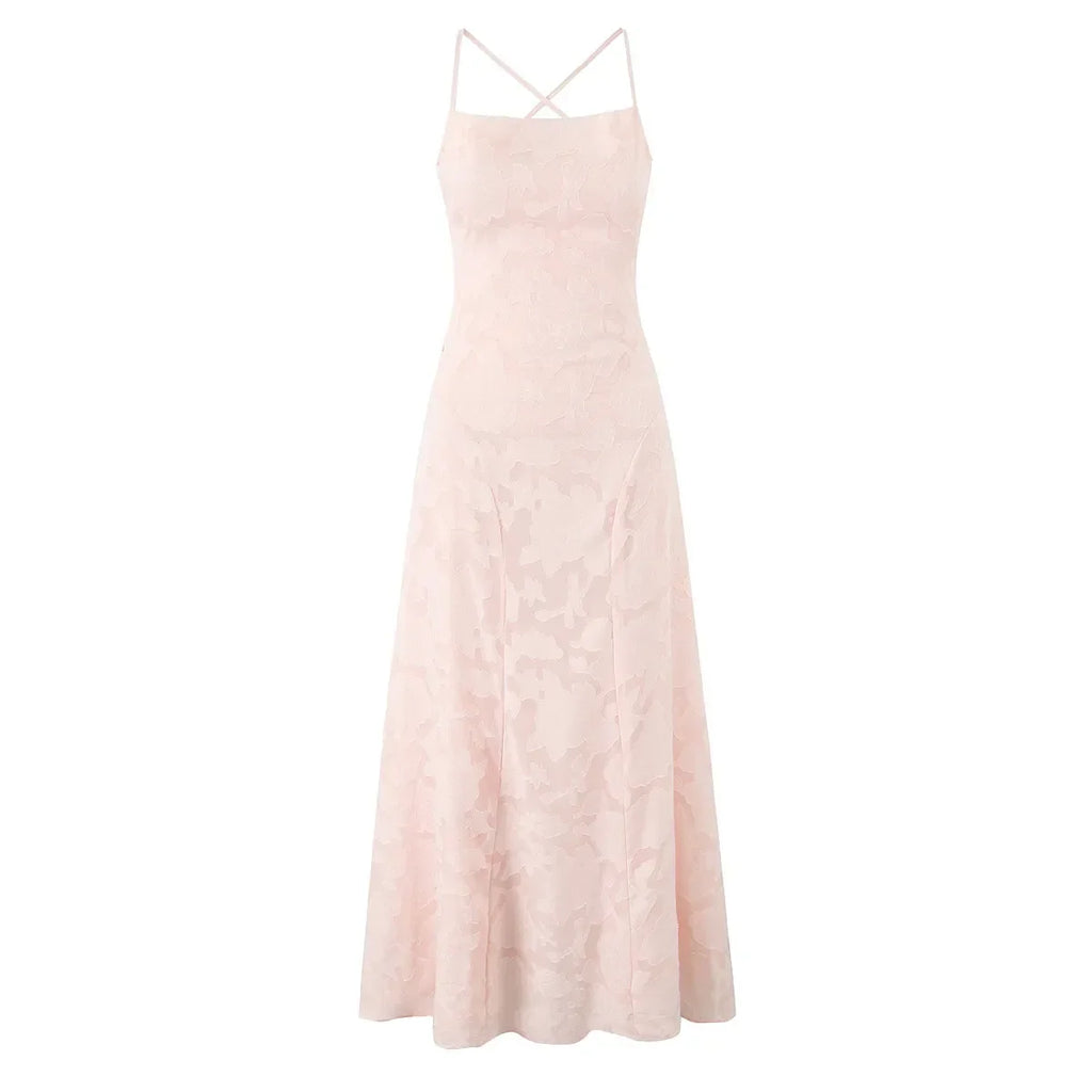 Robe longue fleurie femme pour cérémonie, doublée, rose