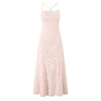 Robe longue fleurie femme pour cérémonie, doublée, rose