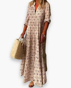 Robe longue fleurie femme col V, esprit bohème, du S au 3XL, rose