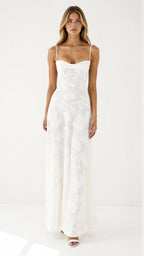 Robe longue fleurie à bretelles fines, coupe évasée, quatre coloris, blanc