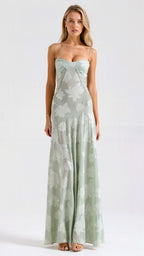 Robe longue fleurie à bretelles fines, coupe évasée, quatre coloris, vert