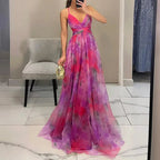 Robe longue fleurie sans manches, dos réglable, du XS au 3XL, rose