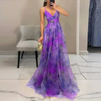 Robe longue fleurie sans manches, dos réglable, du XS au 3XL, violet