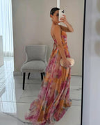 Robe longue fleurie sans manches, dos réglable, du XS au 3XL