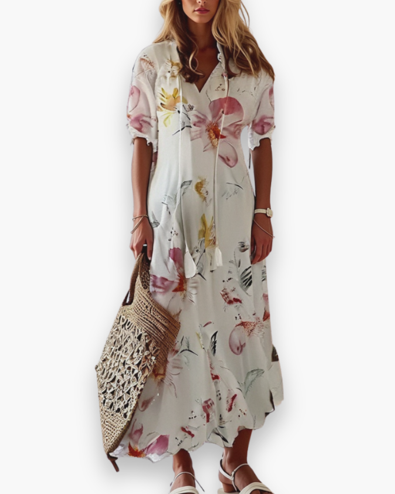 Robe longue bohème fleurie d'été, sept coloris, du XS au 2XL