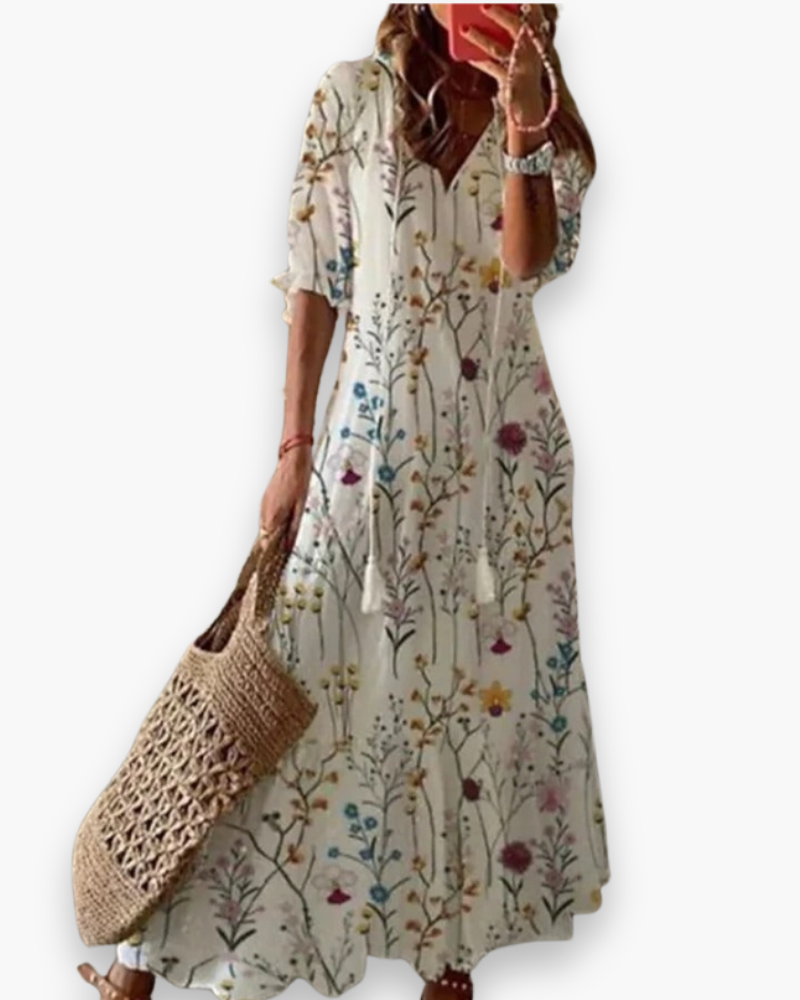 Robe longue bohème fleurie d'été, sept coloris, du XS au 2XL, multicolore