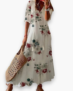 Robe longue bohème fleurie d'été, sept coloris, du XS au 2XL, blanc