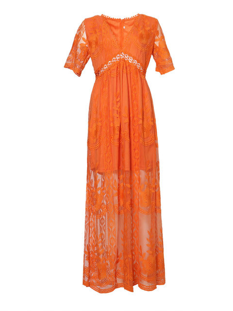 Robe longue d'été femme col V, coupe fluide, blanche ou noire