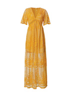 Robe longue d'été femme col V, coupe fluide, blanche ou noire