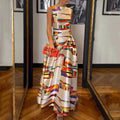 Robe longue sans manches à imprimé vintage, du S au XL, multicolore