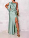 Robe longue de soirée femme, coupe fluide, du S au 3XL, vert clair