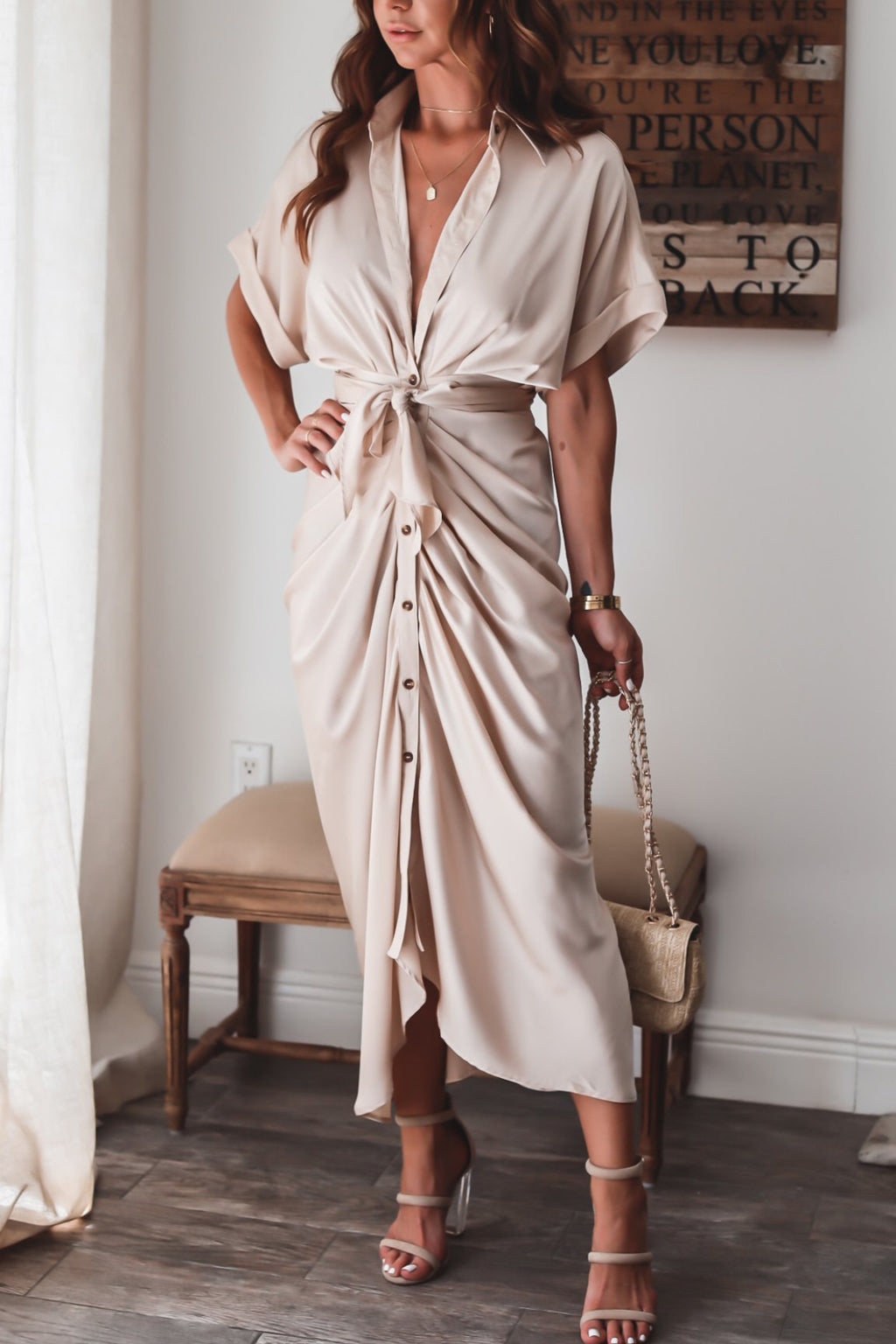 Robe longue boutonnée femme jusqu'au sol, dix coloris