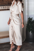 Robe longue boutonnée femme jusqu'au sol, dix coloris