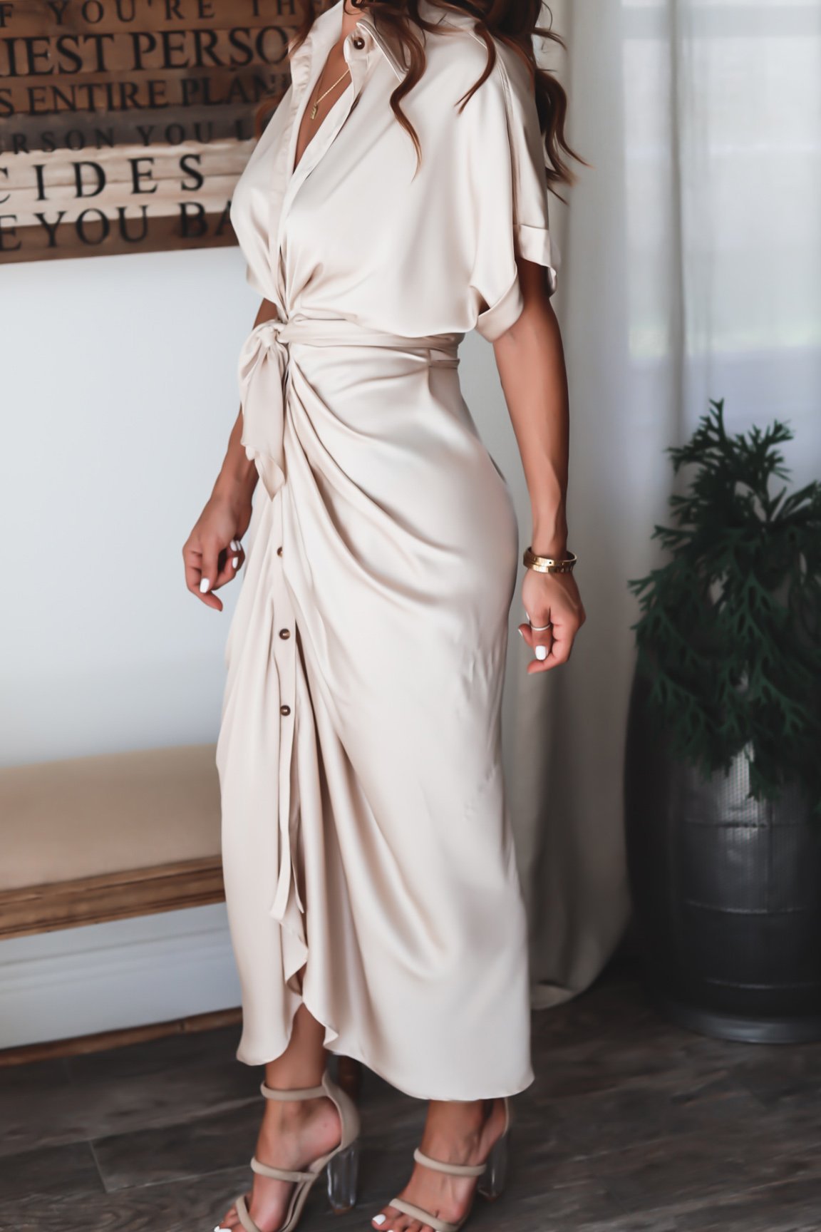 Robe longue boutonnée femme jusqu'au sol, dix coloris