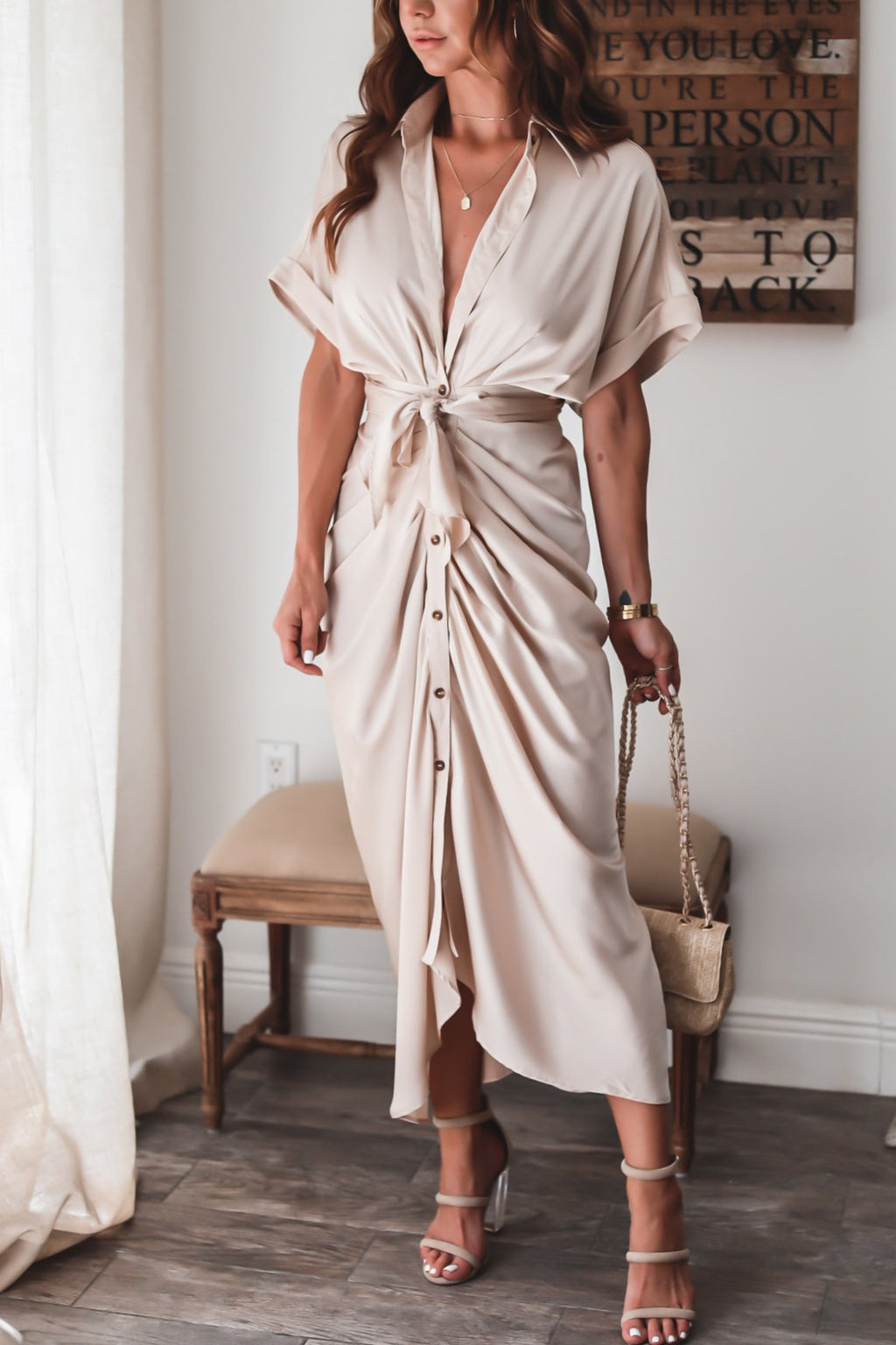 Robe longue boutonnée femme jusqu'au sol, dix coloris