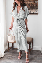 Robe longue boutonnée femme jusqu'au sol, dix coloris