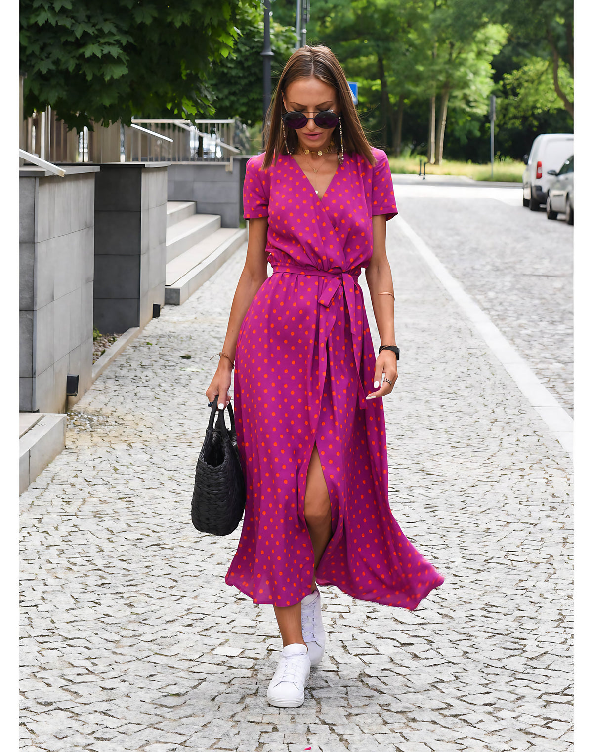 Robe femme du bureau aux sorties, trois motifs, du S au 2XL, pointillés rouges