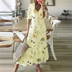Robe maxi bohème à imprimé ethnique et col à nouer, huit motifs, style 3