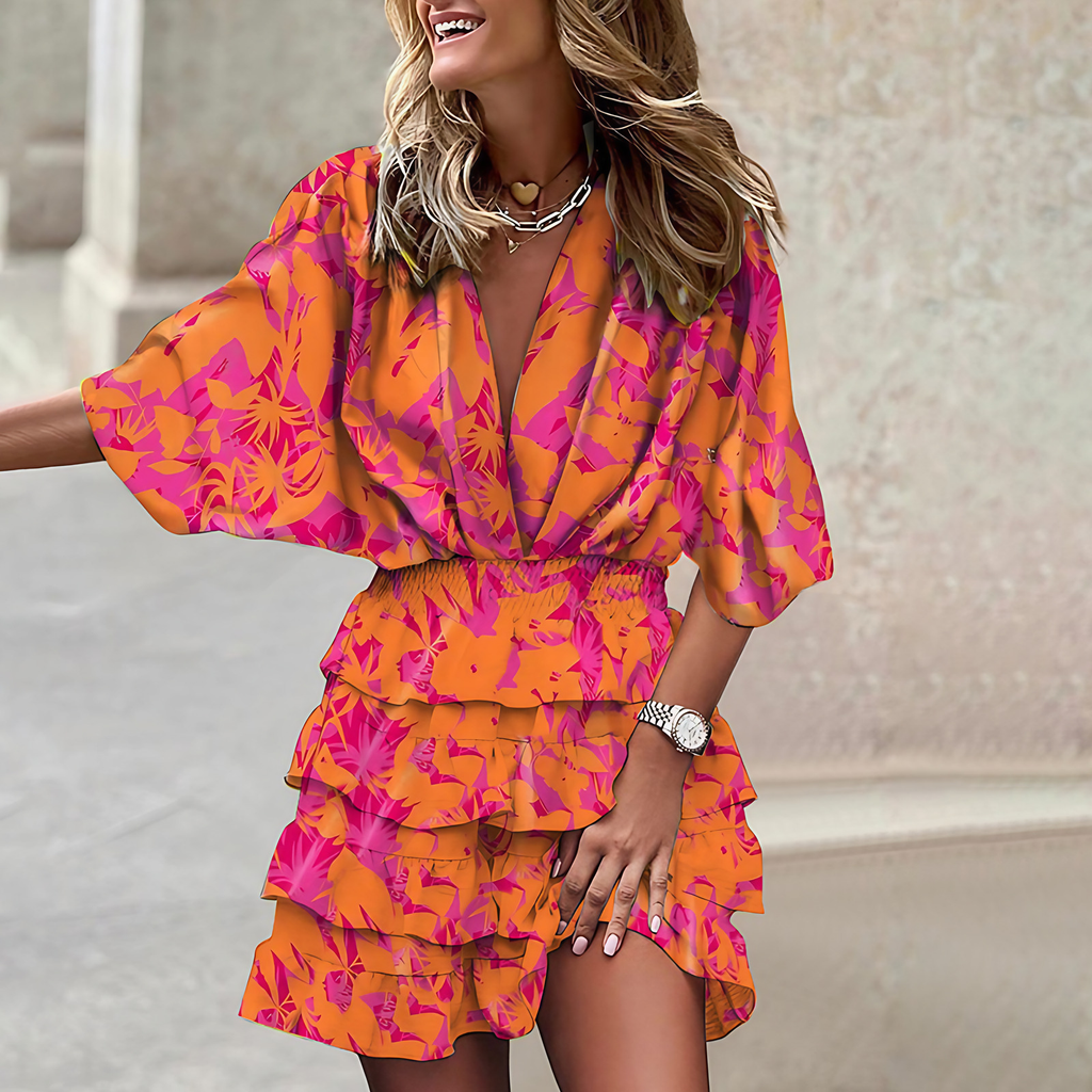 Robe longue bohème femme fluide pour l'été, six coloris, orange