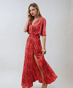 Robe longue bohème d'été à ceinture et fente, du XS au 2XL