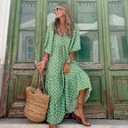 Robe longue bohème col V, coupe fluide, du S au 5XL