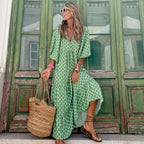 Robe longue bohème col V, coupe fluide, du S au 5XL, vert clair