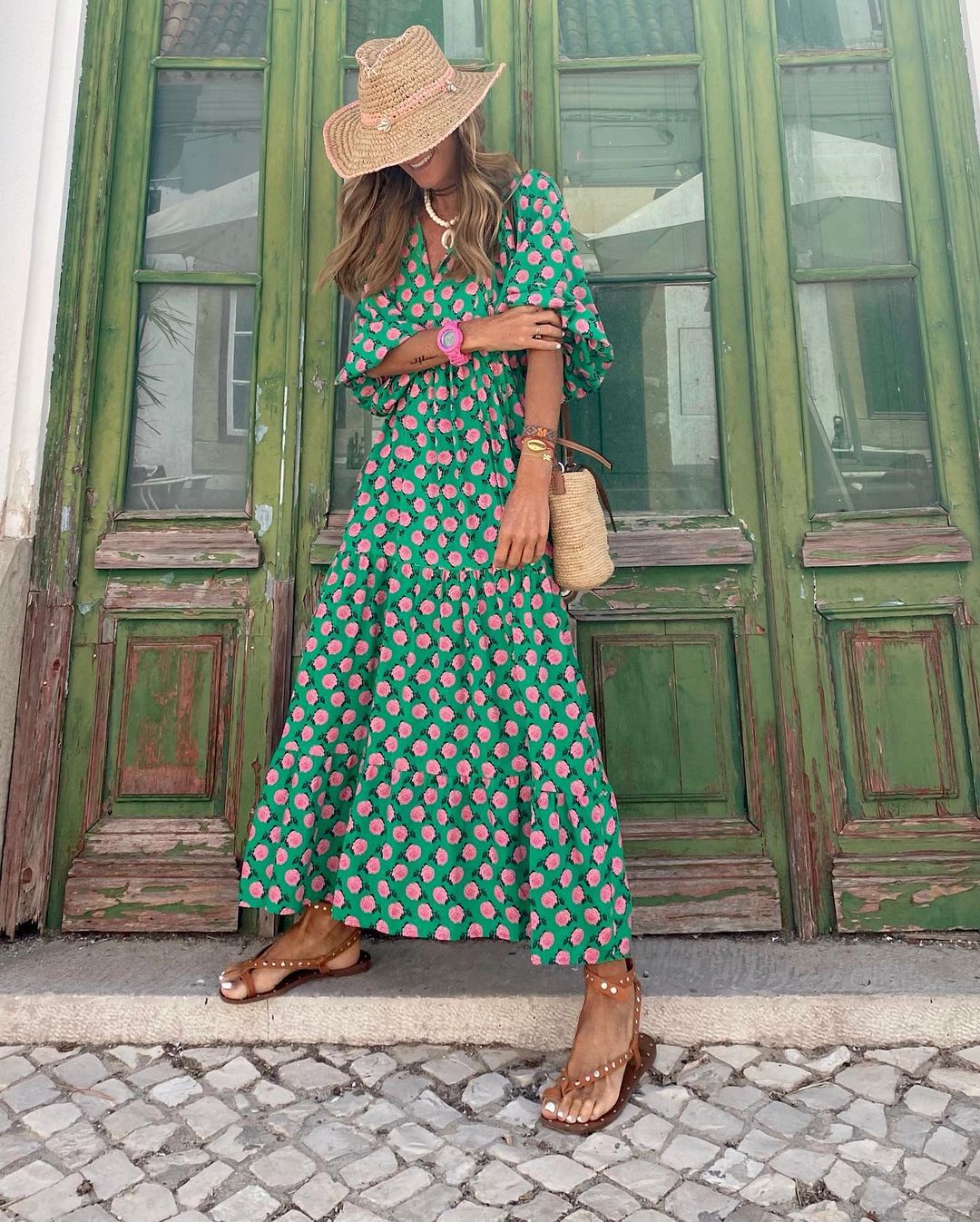 Robe maxi bohème imprimée, coupe longue, du S au 2XL