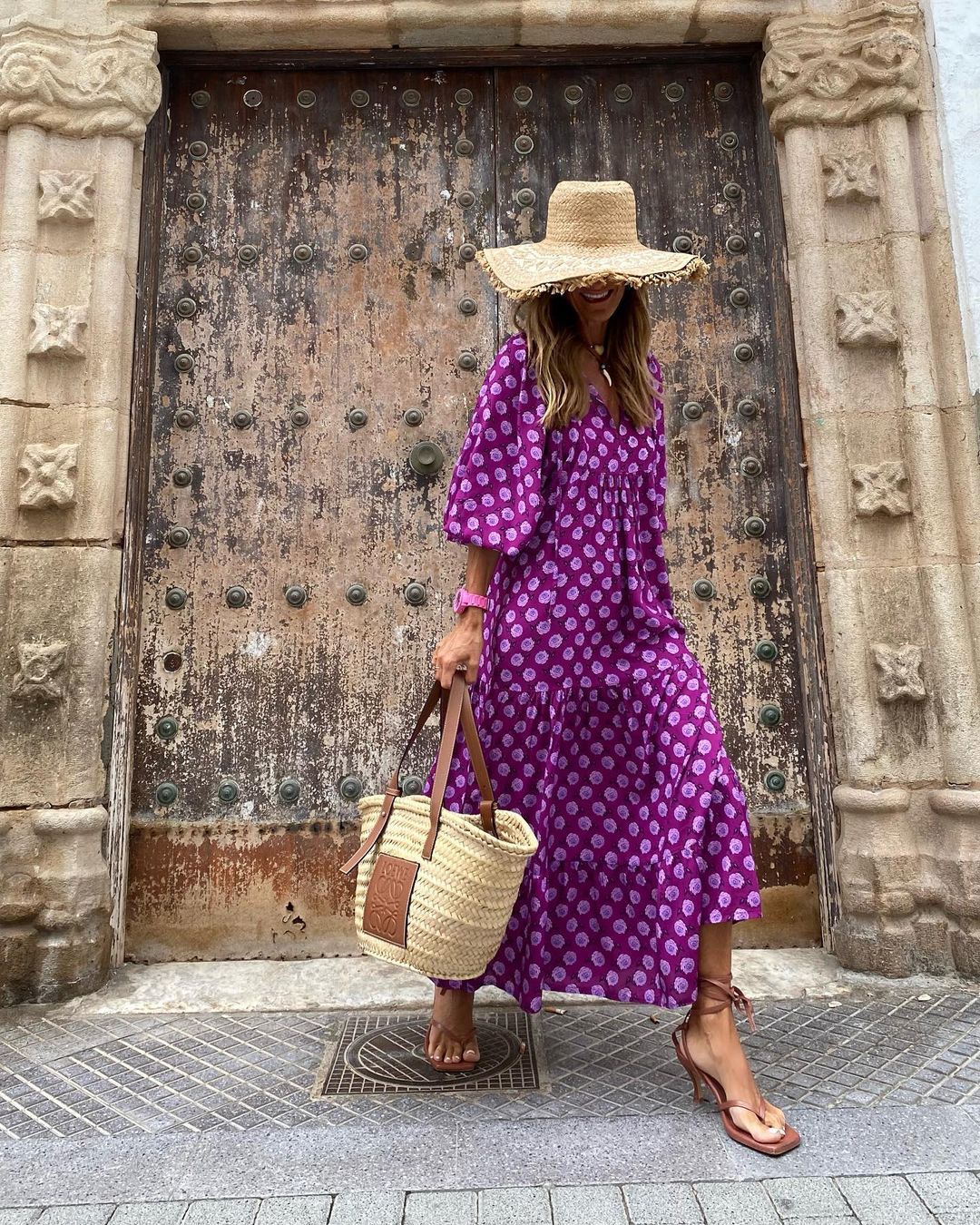 Robe maxi bohème imprimée, coupe longue, du S au 2XL, violet