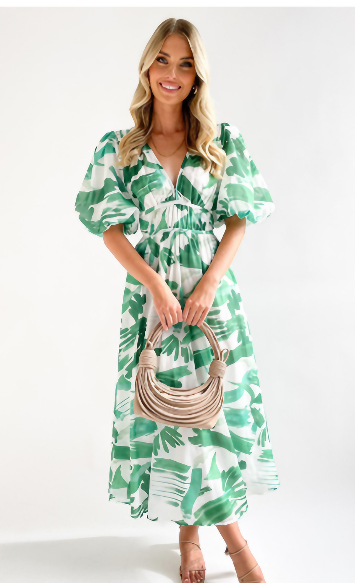 Robe longue col V évasée sans manches, pour mariage et soirée, vert clair