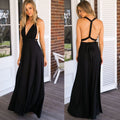 Robe longue dos ouvert femme pour invitée de mariage, noir