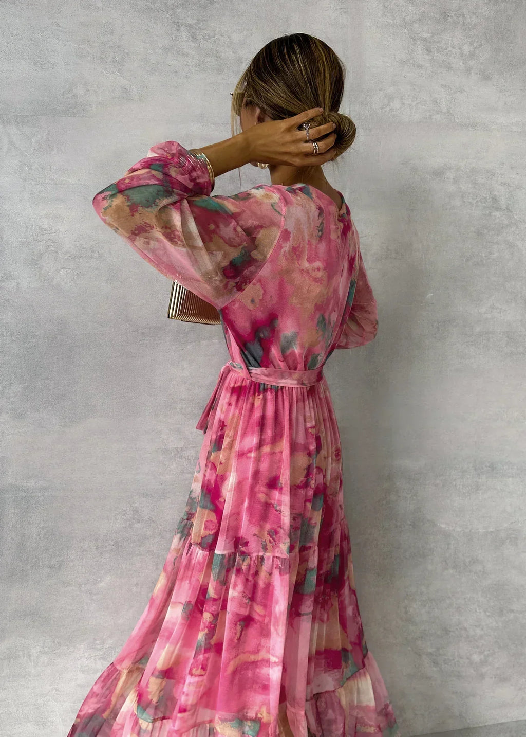 Robe maxi fleurie femme rose, imprimé floral, du S au 2XL