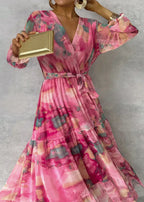 Robe maxi fleurie femme rose, imprimé floral, du S au 2XL