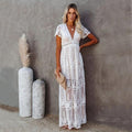 Robe maxi blanche femme, taille ajustable, longueur au sol, blanc